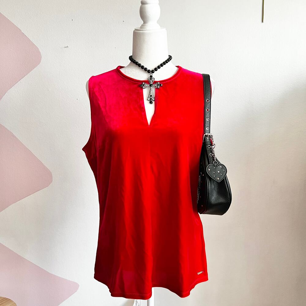 Red Velvet Tank Top,‎ Romantic, Y2K, Glam, Soft, Vintage-Inspired, Luxe, XL